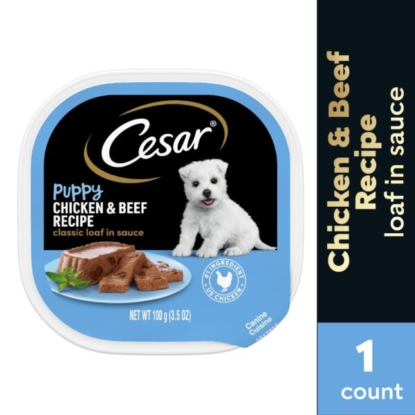 Cesar Soft Wet Puppy Food Chicken & Beef Recipe Classic Loaf in Sauce