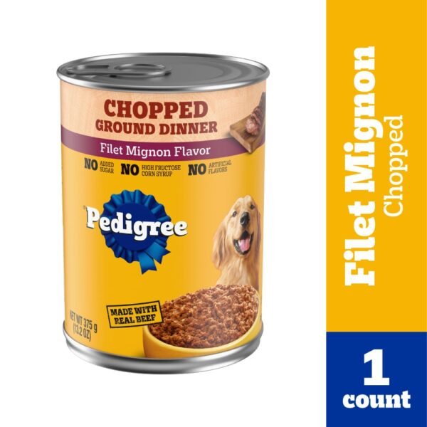 Pedigree Chopped Ground Dinner Adult Canned Soft Wet Dog Food Filet Mignon
