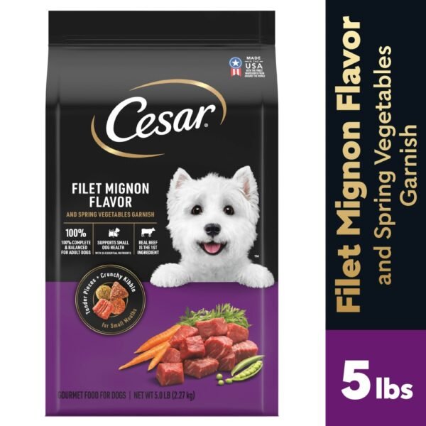 Cesar Small Breed Dry Dog Food Filet Mignon Flavor with Spring Vegetables Garnish
