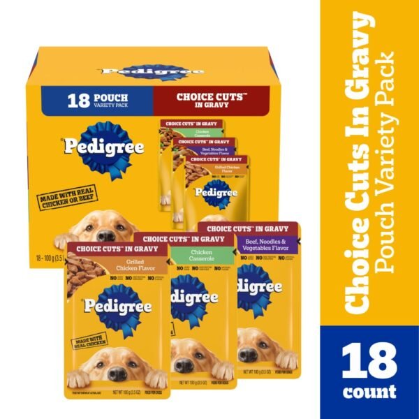 Pedigree Choice Cuts In Gravy Soft Wet Dog Food Pouches Chicken Beef & Chicken Casserole