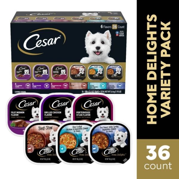 Cesar Home Delights Adult Soft Wet Dog Food Classic Loaf in Sauce Variety Pack