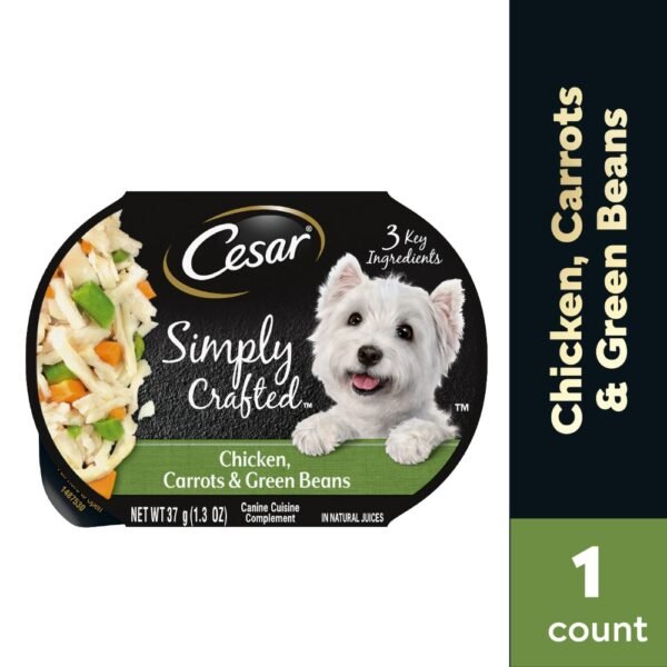 Cesar Simply Crafted Adult Wet Dog Chicken Carrots & Green Beans Food Meal Topper