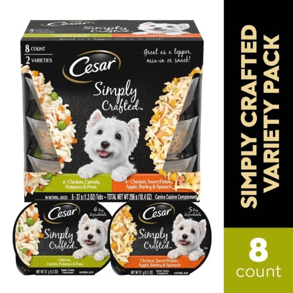 Cesar Simply Crafted Adult Wet Dog Food Topper Chicken Carrots Potatoes & Chicken Sweet Potato Apple