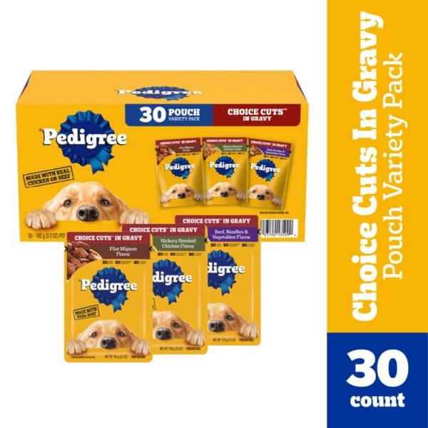 Pedigree Choice Cuts In Gravy Soft Wet Dog Food Pouch Chicken Filet Mignon & Beef Variety Pack