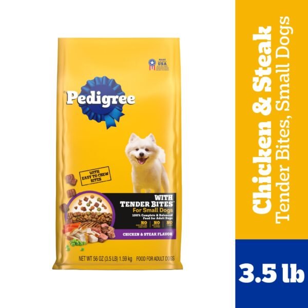 Pedigree Tender Bites Small Dog Adult Dry Dog Food Chicken and Steak Flavor