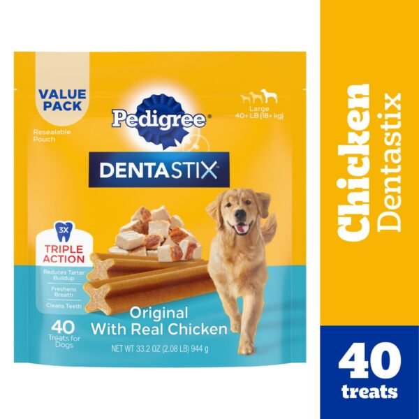 Pedigree Dentastix Adult Large Breed Dental Chew Dog Treats Chicken Flavor Value Pack