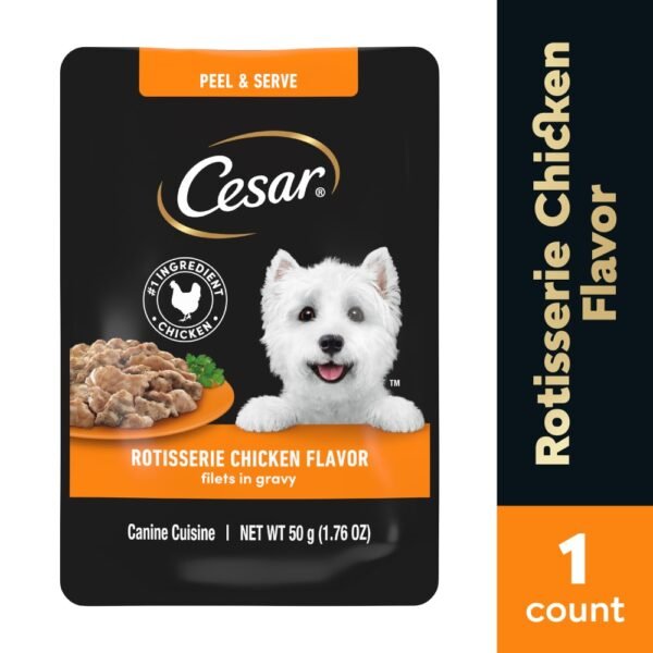 Cesar Filets in Gravy Wet Dog Food Mini-Pouch Rotisserie Chicken