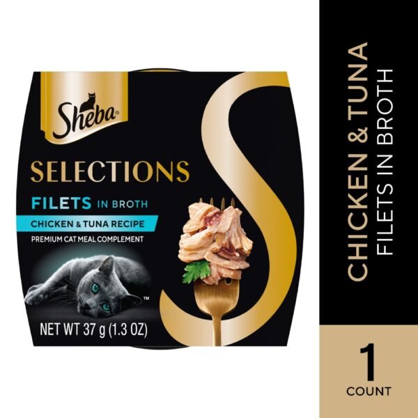Sheba Selections Filets in Broth Cat Meal Complement Adult Chicken & Tuna Recipe