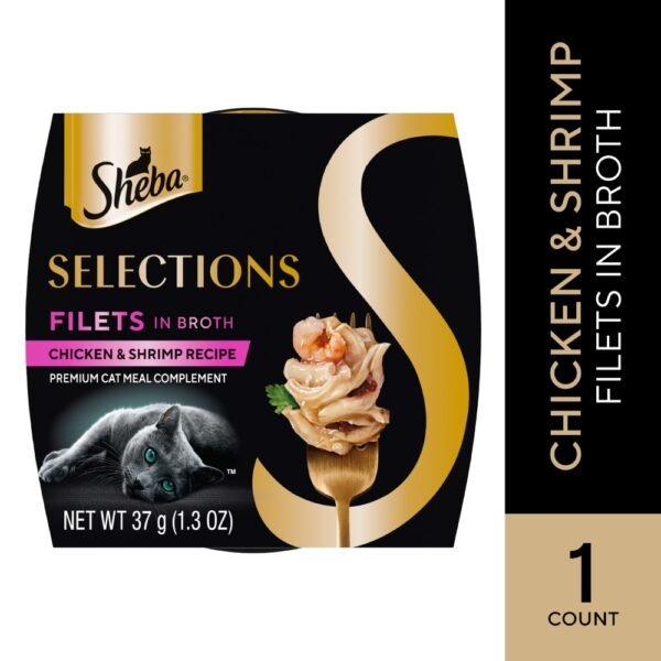 Sheba Selections Filets in Broth Cat Meal Complement Adult Chicken & Shrimp Recipe