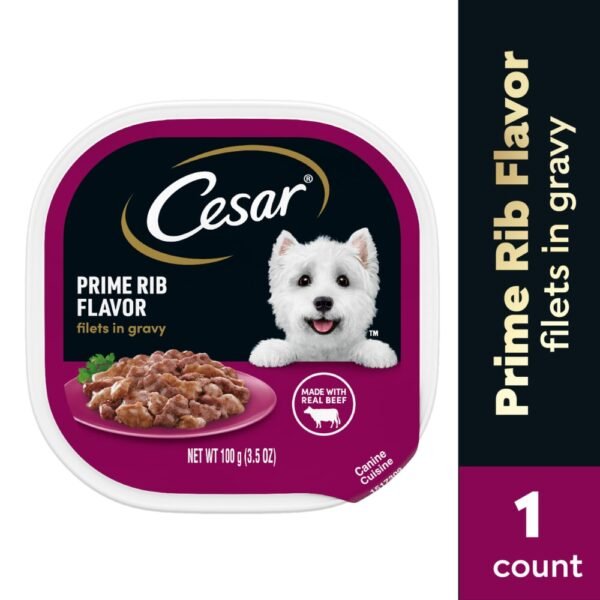 Cesar Filets in Gravy Adult Soft Wet Dog Food Prime Rib