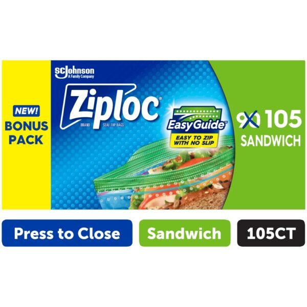Ziploc® Sandwich Bags with EasyGuide™ 105 Count