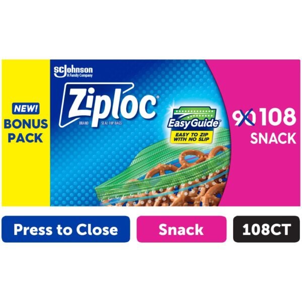 Ziploc® Snack Bags with EasyGuide 108 Count