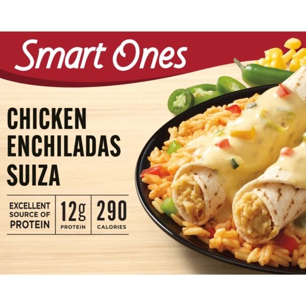 Smart Ones Chicken Enchiladas Suiza with Zesty Light Sour Cream Green Chile Sauce & Spanish Rice