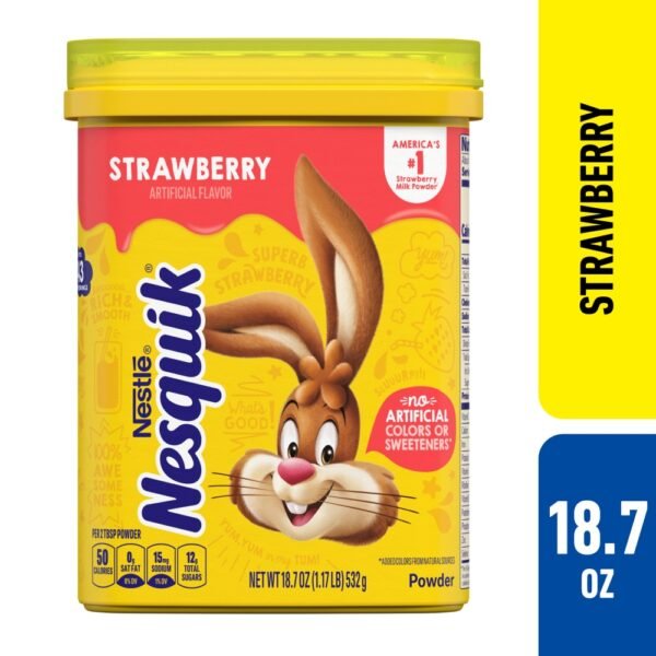 Nesquik Strawberry Flavor Powder Drink Mix Canister