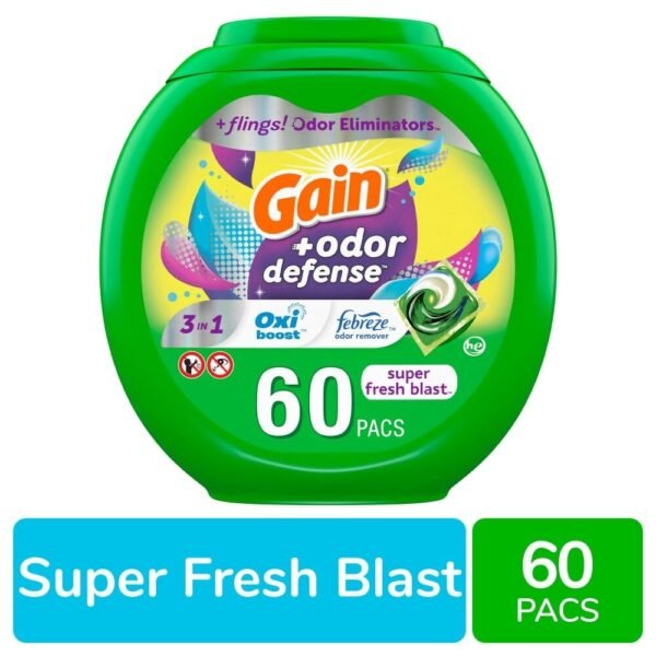 Gain Flings Plus Odor Defense Super Fresh Blast Laundry Detergent Pods
