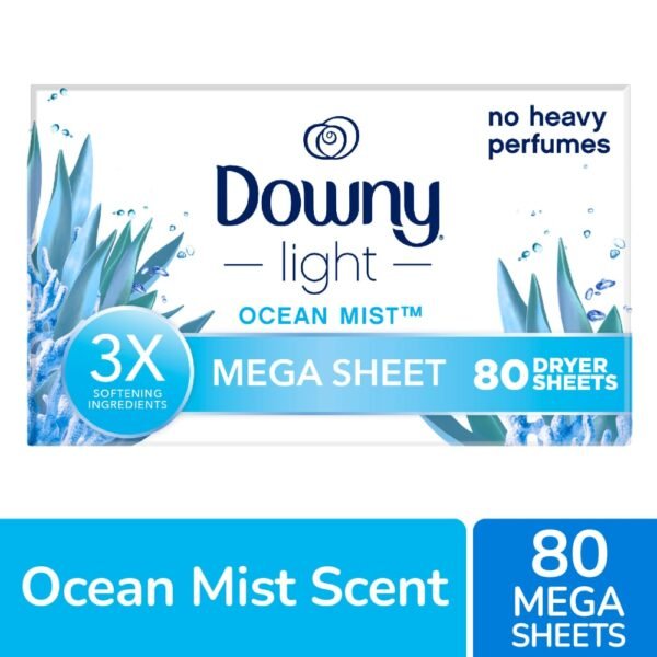 Downy® Light Mega Dryer Sheets Fabric Softener Dryer Sheets Ocean Mist