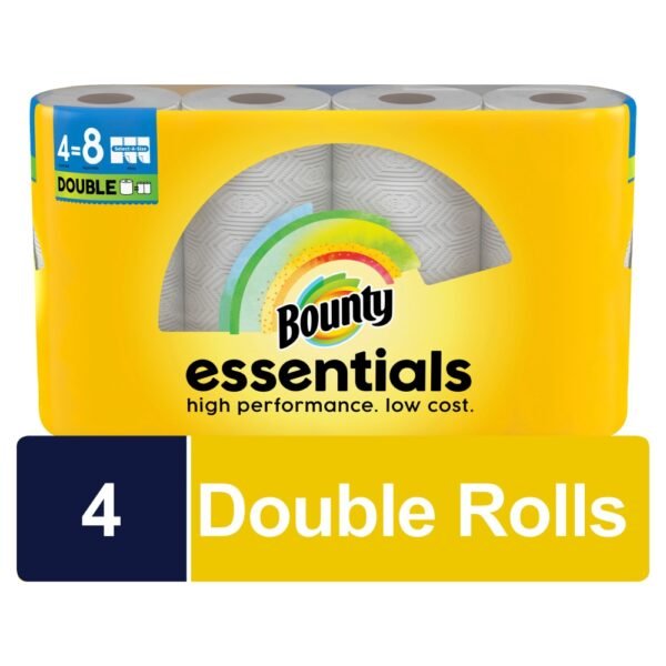 Bounty Essentials Select-A-Size Paper Towels, 4 Double Rolls, White, 108 Sheets Per Roll