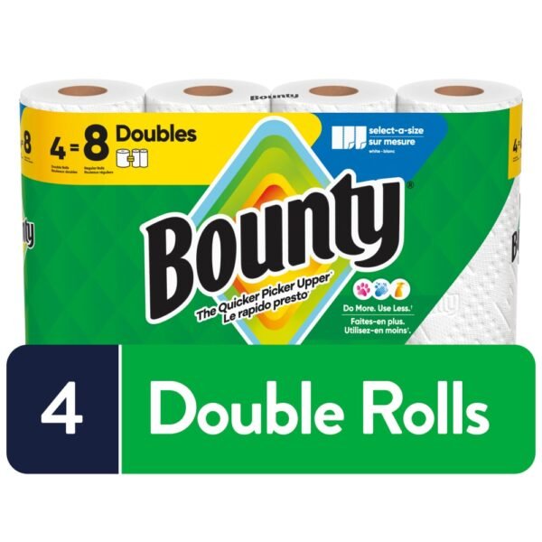 Bounty Paper Towels Select-A-Size White, 4 Double Rolls, 82 Sheets Per Roll