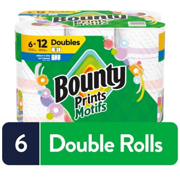 Bounty Paper Towels Select-A-Size Print, 6 Double Rolls, 82 Sheets Per Roll