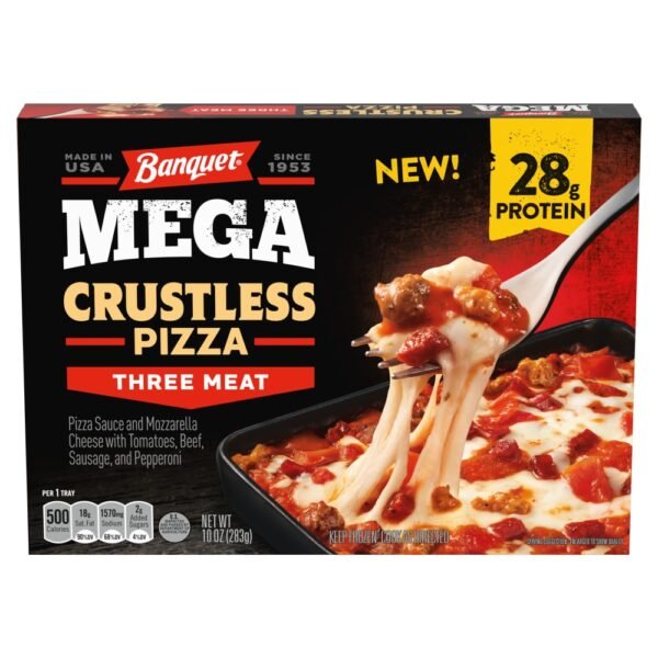 Banquet Mega Crustless Three Meat Pizza Frozen Meal