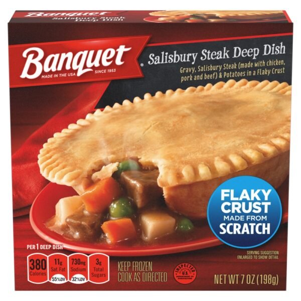 Banquet Salisbury Steak Deep Dish Pot Pie Frozen Meal