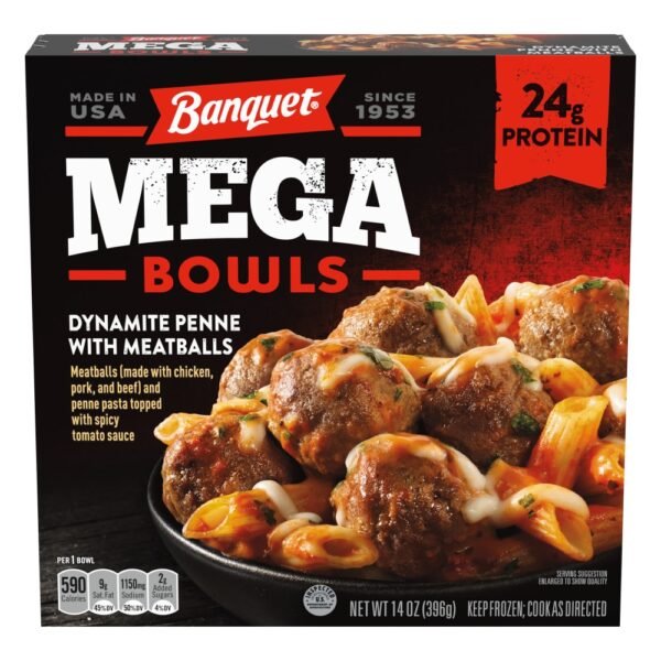 Banquet Mega Bowls Dynamite Penne And Meatballs Frozen Meal