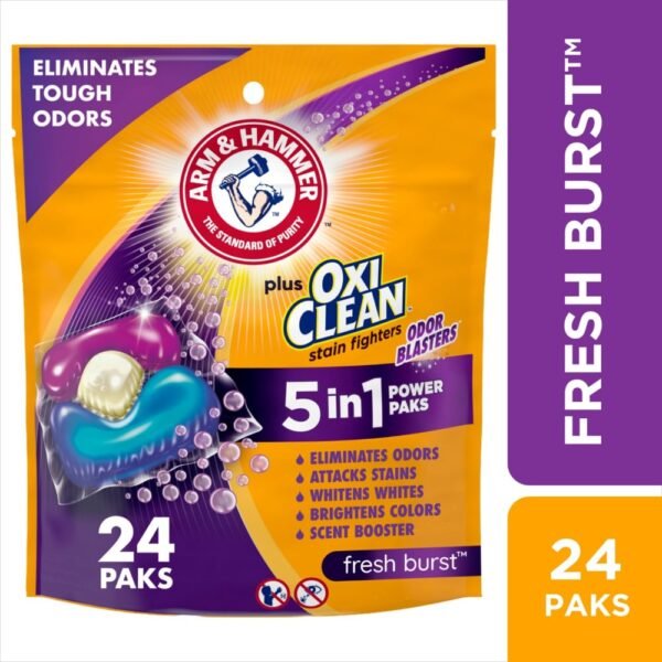ARM & HAMMER Plus OxiClean with Odor Blasters Fresh Burst Laundry Detergent 5-in-1 Power Paks
