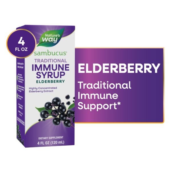 Nature’s Way Sambucus Traditional Immune Concentrated Black Elderberry Extract Berry Flavored Syrup