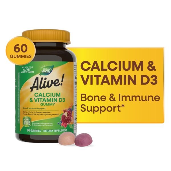 Nature's Way Alive! Calcium and Vitamin D3 Strawberry and Raspberry Lemonade Flavored Gummies