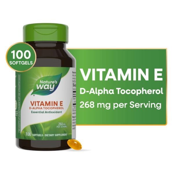 Nature's Way Vitamin E D-Alpha Tocopherol Essential Antioxidant Softgels 268 mg Per Serving