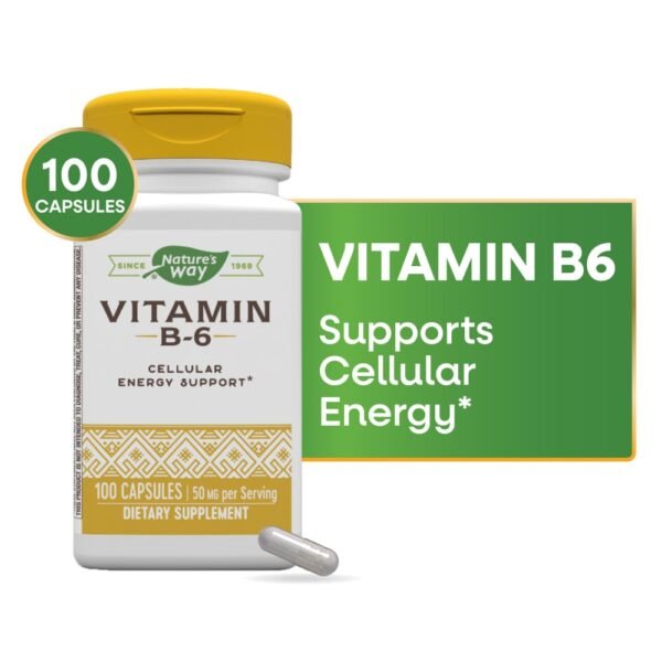 Nature's Way Vitamin B6 Cellular Energy Support Capsules 50 mg Per Serving