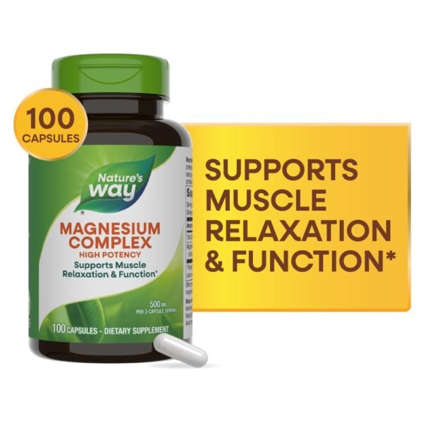 Nature's Way Magnesium Complex High Potency Supports Muscle Relaxation 500 mg Per 2 Capsule Serving