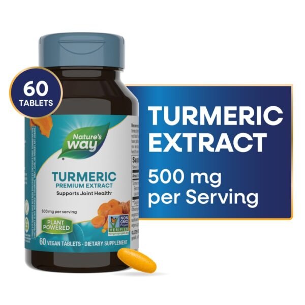 Nature's Way Turmeric Premium Extract Standardized to 95% Curcuminoids Tablets 500 mg Per Serving