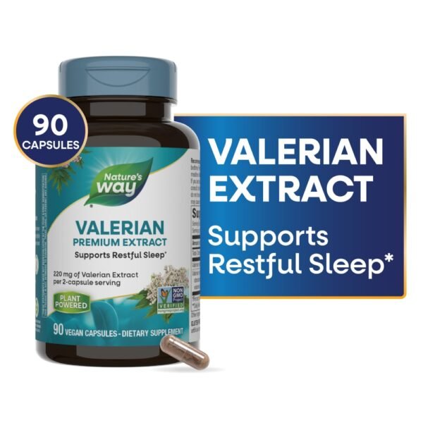 Nature's Way Valerian Supports Restful Sleep Capsules 220 mg Per 2 Capsule Serving