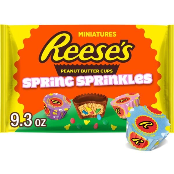 REESE'S Miniatures with Sprinkles Milk Chocolate Peanut Butter Cups Easter Candy Bag