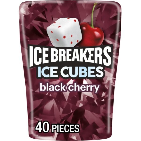 ICE BREAKERS Ice Cubes Black Cherry Sugar Free Chewing Gum Bottle