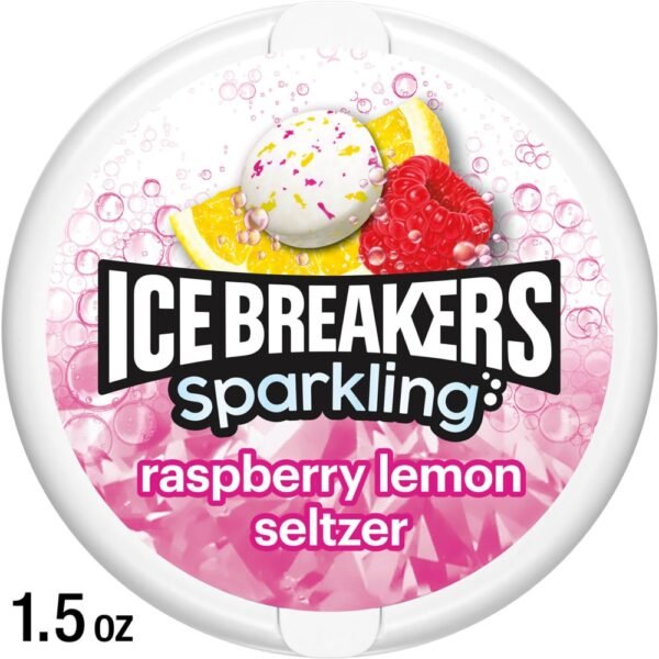 ICE BREAKERS Sparkling Raspberry Lemon Seltzer Sugar Free Mints Tin