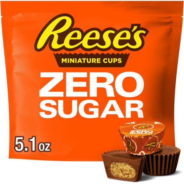 REESE'S Zero Sugar Miniatures Chocolate Peanut Butter Cups Candy Bag