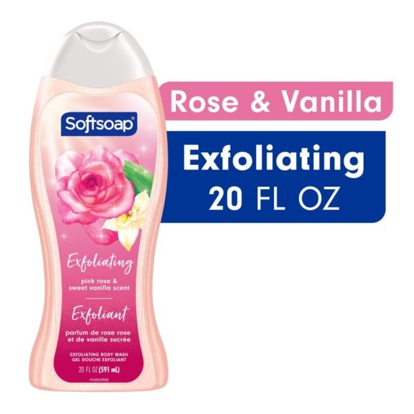 Softsoap Body Pink Rose & Sweet Vanilla Scent Exfoliating Body Wash