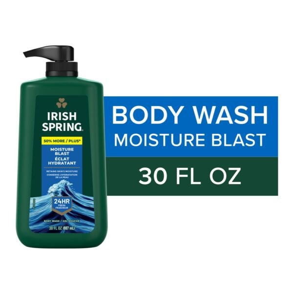 Irish Spring Moisture Blast Moisturizing Body Wash for Men Cool Fresh Scent 30 fl oz Pump Bottle