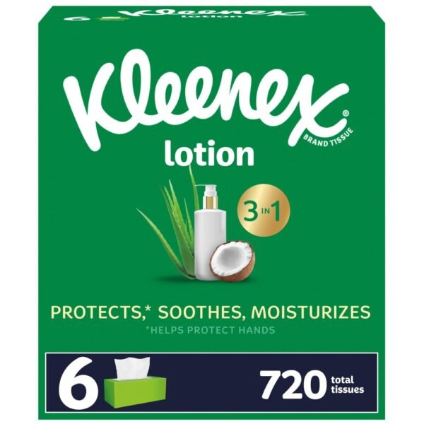 Kleenex Soothing Lotion Facial Tissues with Coconut Oil Aloe & Vitamin E Flat Box