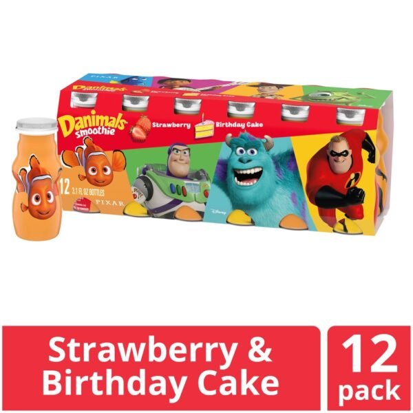 Danimals Strawberry Explosion & Birthday Cake Variety Pack Smoothies Bottle