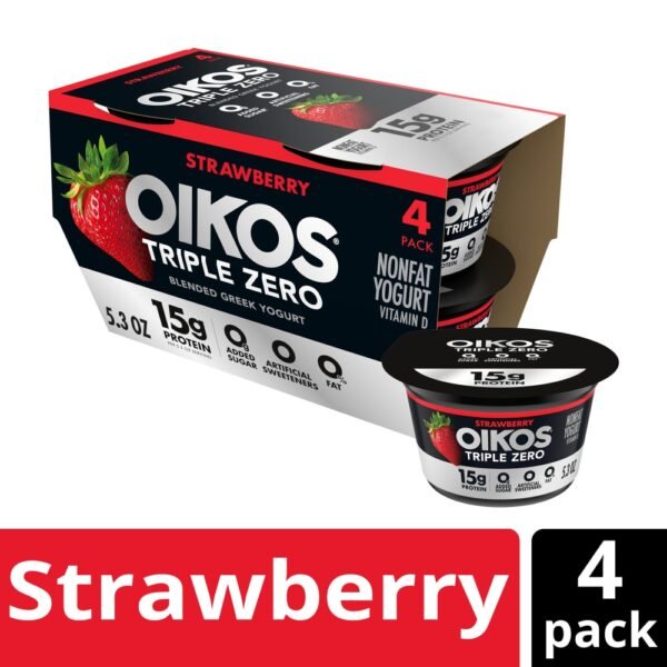 Oikos Triple Zero Strawberry Nonfat Greek Yogurt