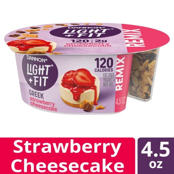 Dannon Light + Fit REMIX Strawberry Cheesecake Nonfat Greek Yogurt Cups with Mix-Ins