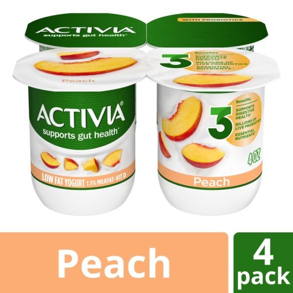 Activia Peach Probiotic Low Fat Yogurt Cups