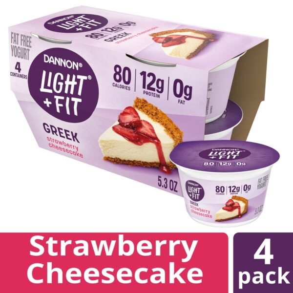 Dannon Light + Fit Strawberry Cheesecake Flavored Greek Fat Free Yogurt Cups