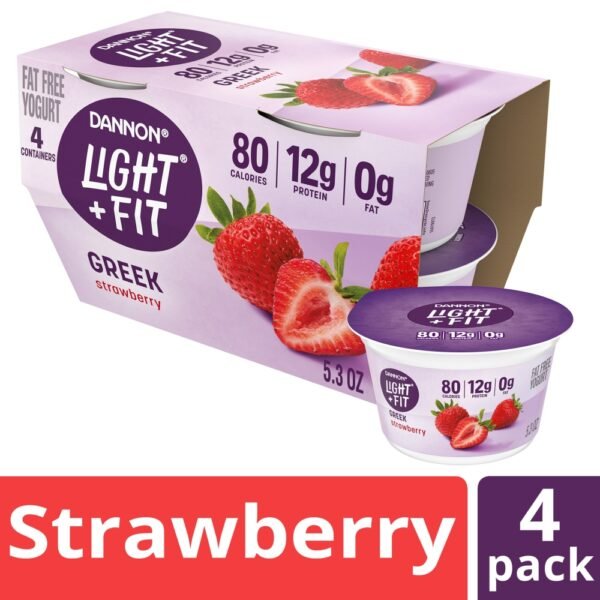 Dannon Light + Fit Strawberry Flavored Greek Fat Free Yogurt Cups