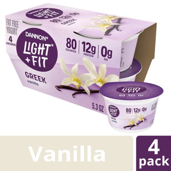 Dannon Light + Fit Vanilla Flavored Greek Fat Free Yogurt Cups