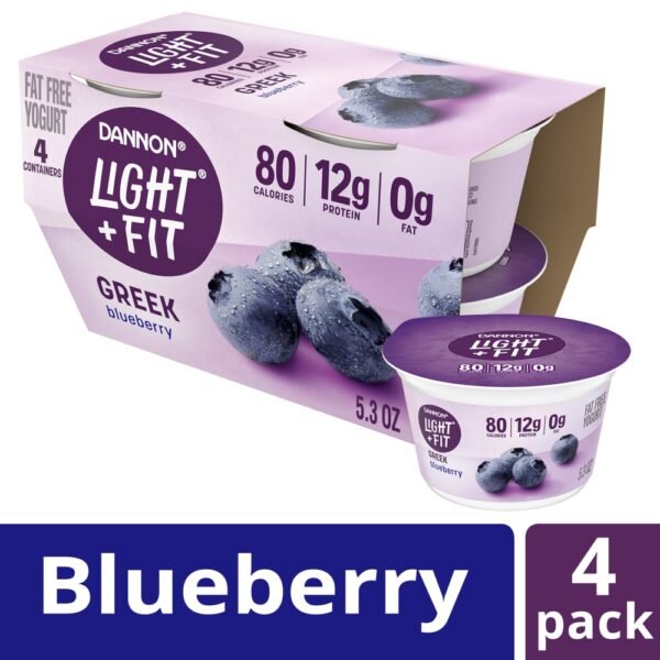 Dannon Light + Fit Blueberry Flavored Greek Fat Free Yogurt Cups