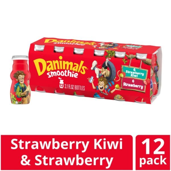 Danimals Strawberry Explosion & Strikin Strawberry Kiwi Variety Pack Smoothies Bottle
